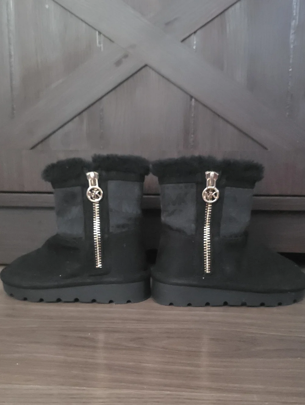 Michael Kors Black Kids Fur-Lined Zip Boots