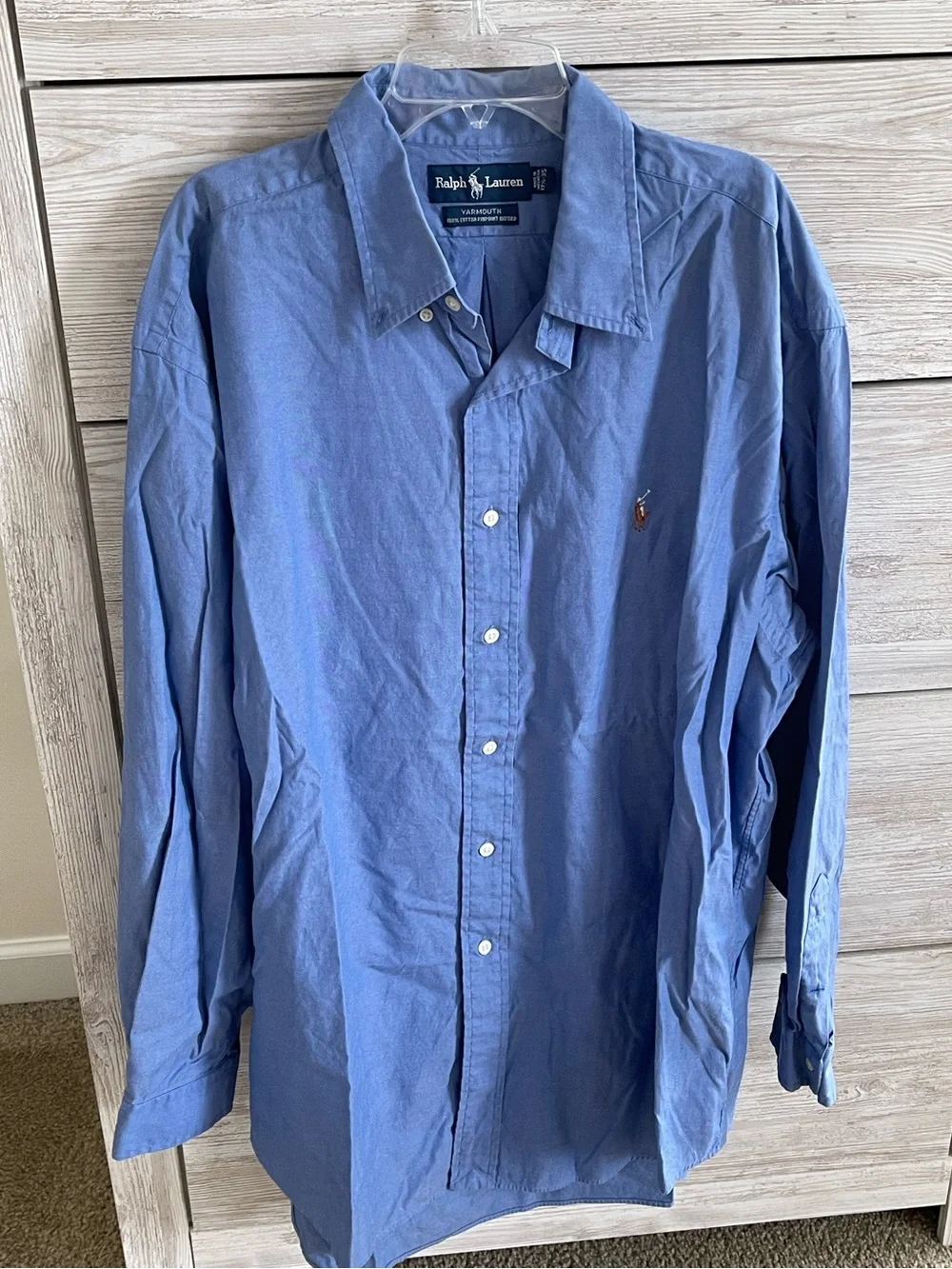 Vintage Ralph Lauren Yarmouth Blue Pinpoint Oxford button down Shirt 17.5 35