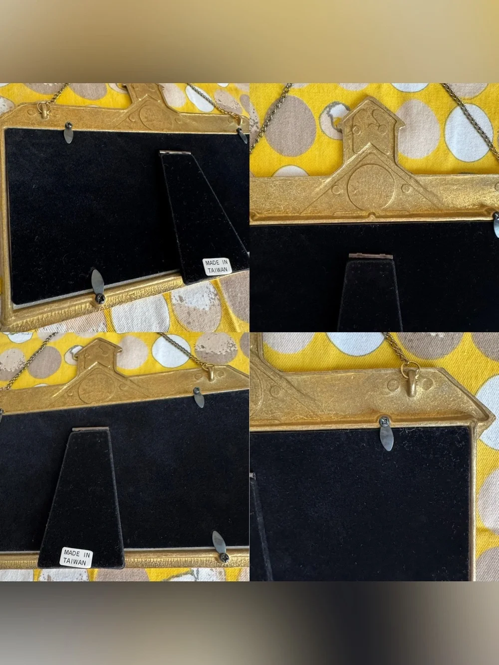 Vintage brassy School Days hanging picture frame