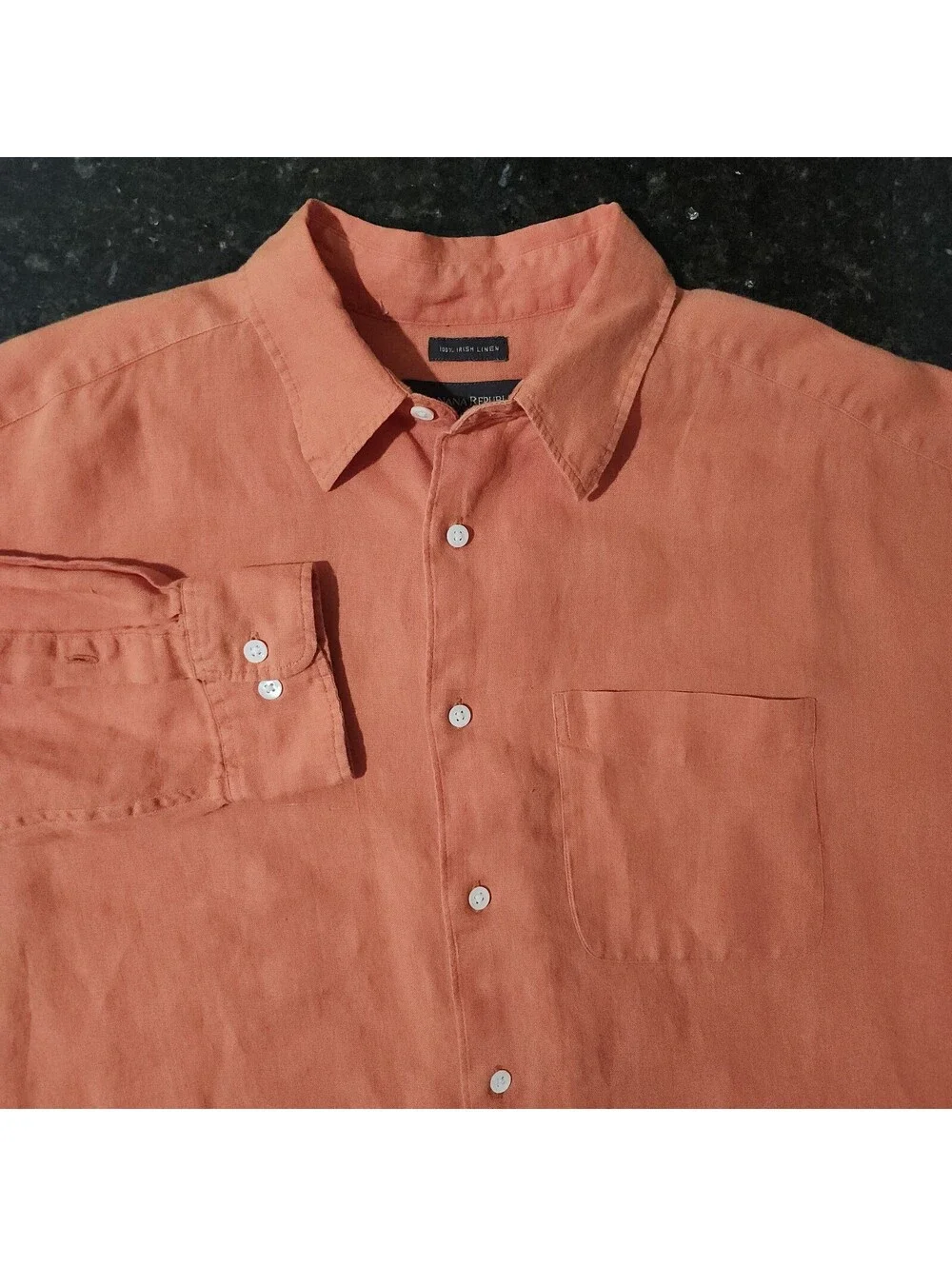 Banana Republic Linen Button Up Shirt Mens XL Cabana Preppy Summer Beach