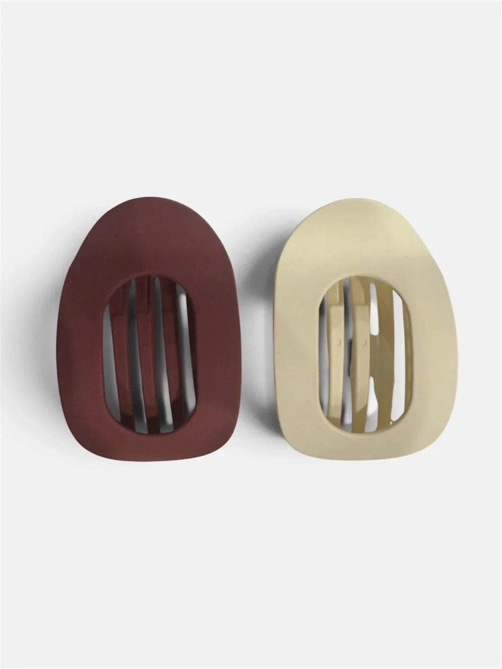 Minimalist Oval Hair Clips in Burgundy and Cream