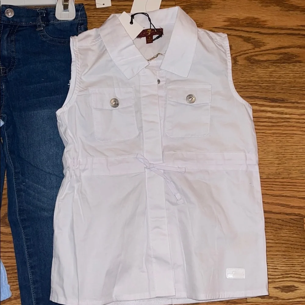 7 For All Mankind 3-Piece Shirt Jeans Vest 5T 6T two available