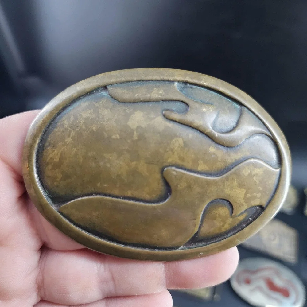 Vintage Derek Marchi Solid Brass Hand Made Belt Buckle