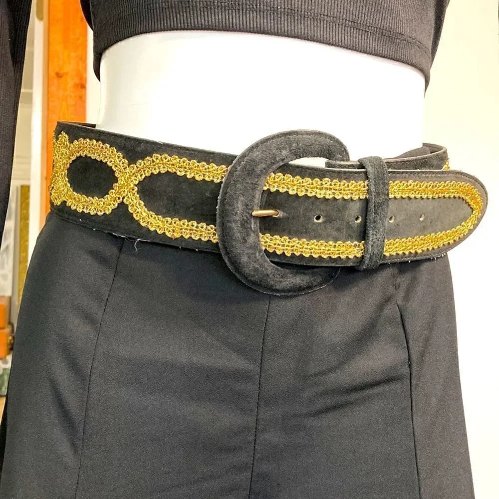 Vintage  genuine suede leather belt