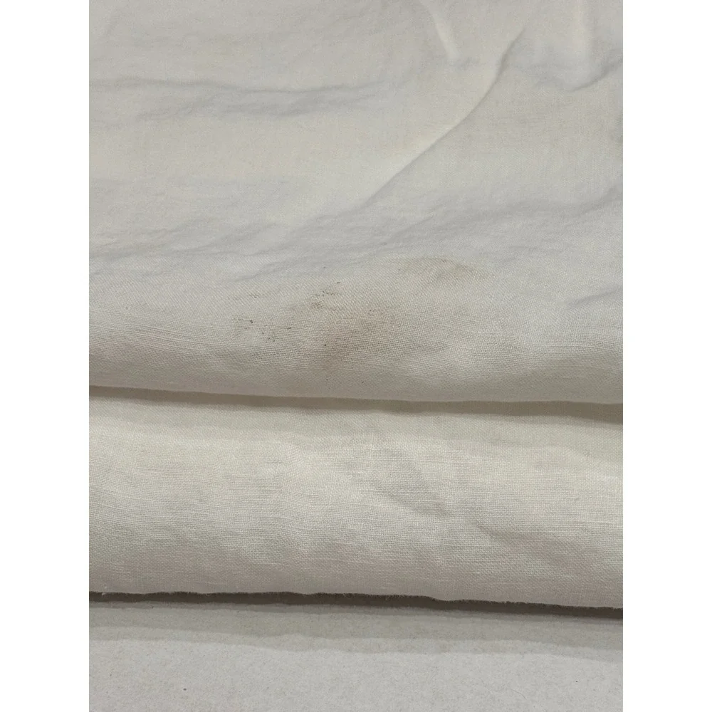 Eileen Fisher Home Flat Sheet King White Washed Linen Ruffle Hem Coastal Style