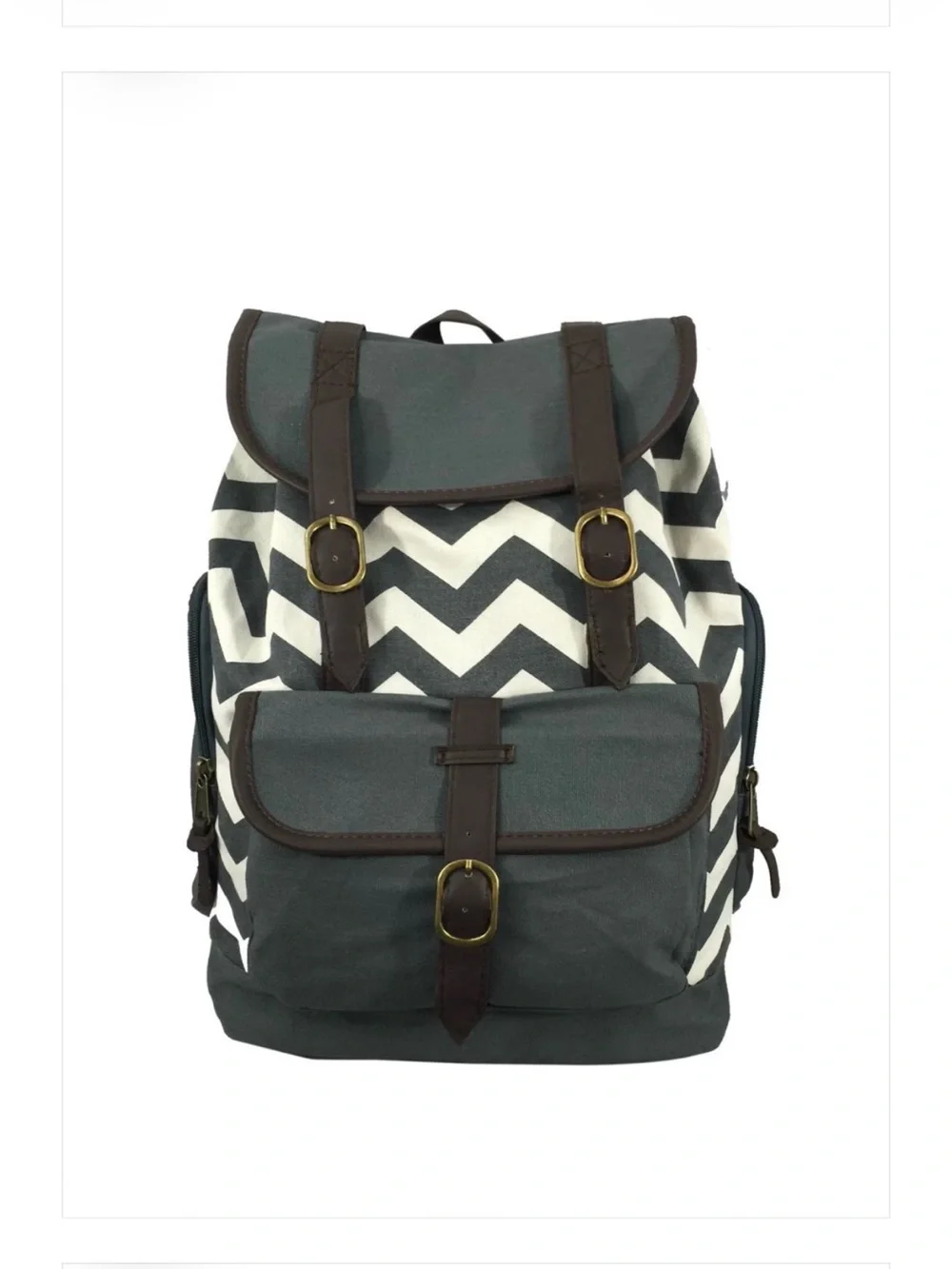 K-cliffs Unisex Canvas Laptop/Bookbag Canvas Backpack in Dark Gray and White NWT