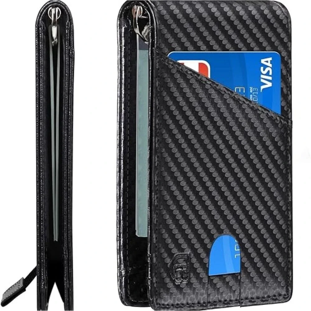RFID Minimalist Bifold Slim Wallet with Money Clip 6 CC slots & 1 ID Win…