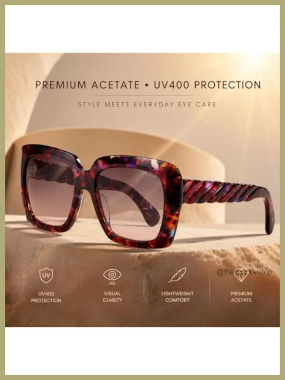 Oversized Square Sunglasses Women Retro Gradient UV Protection Lightweight
