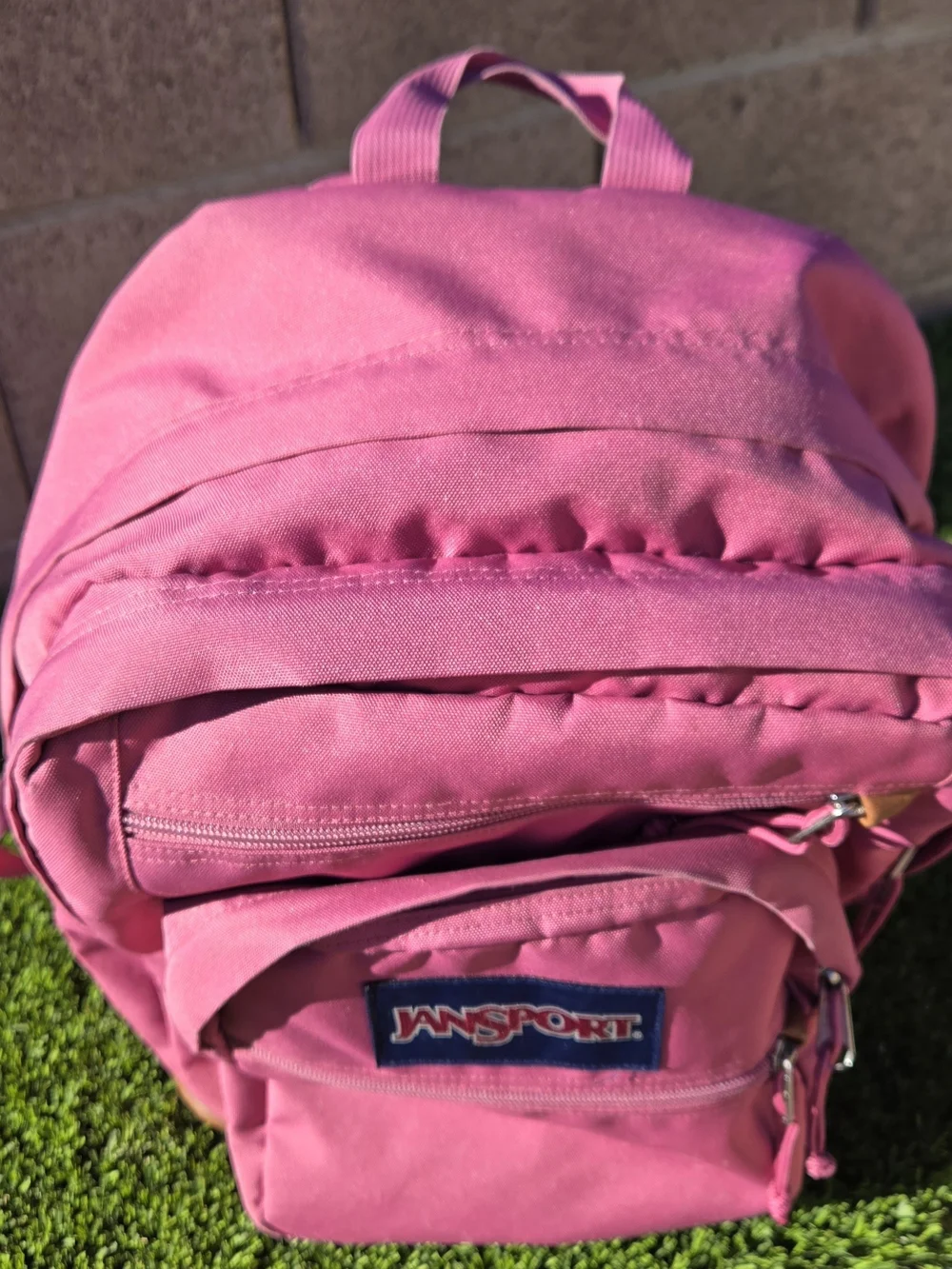 Jansport Rose Pink Travel Backpack with Brown Trim