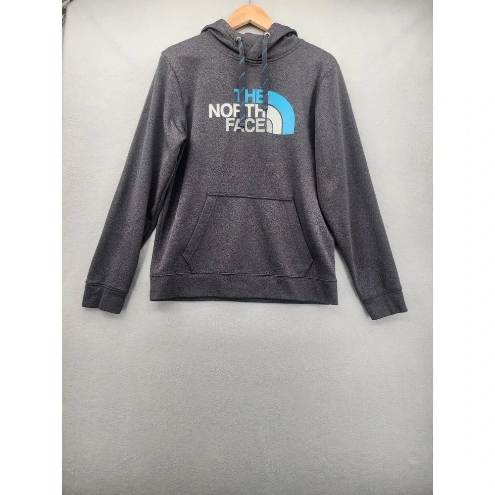 The North Face Mens Hoodie Gray Graphic Logo Pullover Sweatshirt Medium Gorpcore