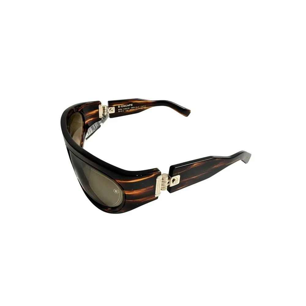 $790 Mens‎ Authentic BALMAIN 62mm Shield Novelty Sunglasses Havana Brown