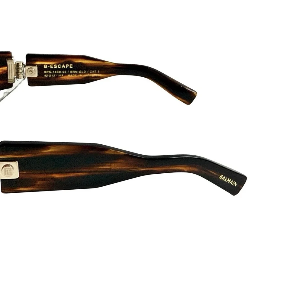 $790 Mens‎ Authentic BALMAIN 62mm Shield Novelty Sunglasses Havana Brown