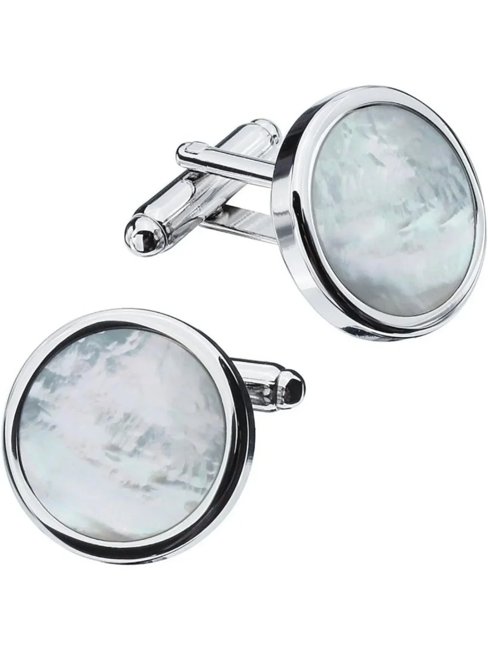 Elegant Mother-of-Pearl Tuxedo Shirt & Cufflink Set for Weddings & Events