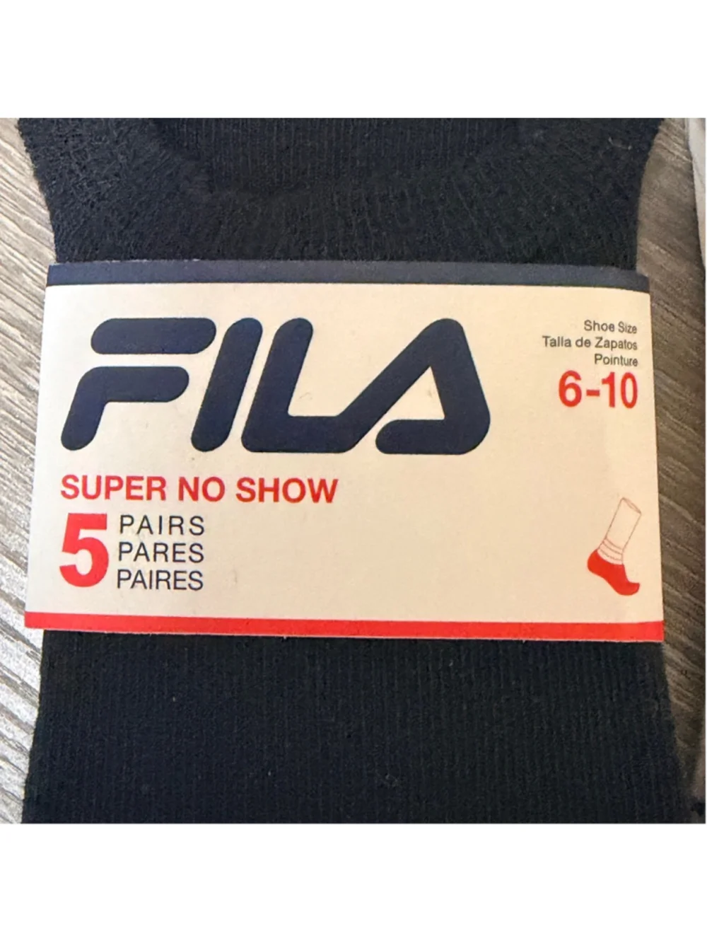 FILA Super No Show Socks 2 Packs 5-Pair Each Size 6-10 — 10 Pairs - b10