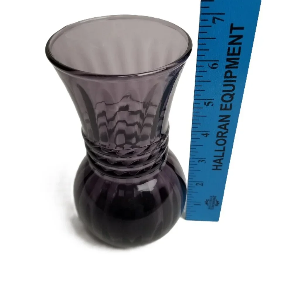 Indiana Glass Swirl Vase 6.5 Inch Plum Purple Vintage Collectible MCM