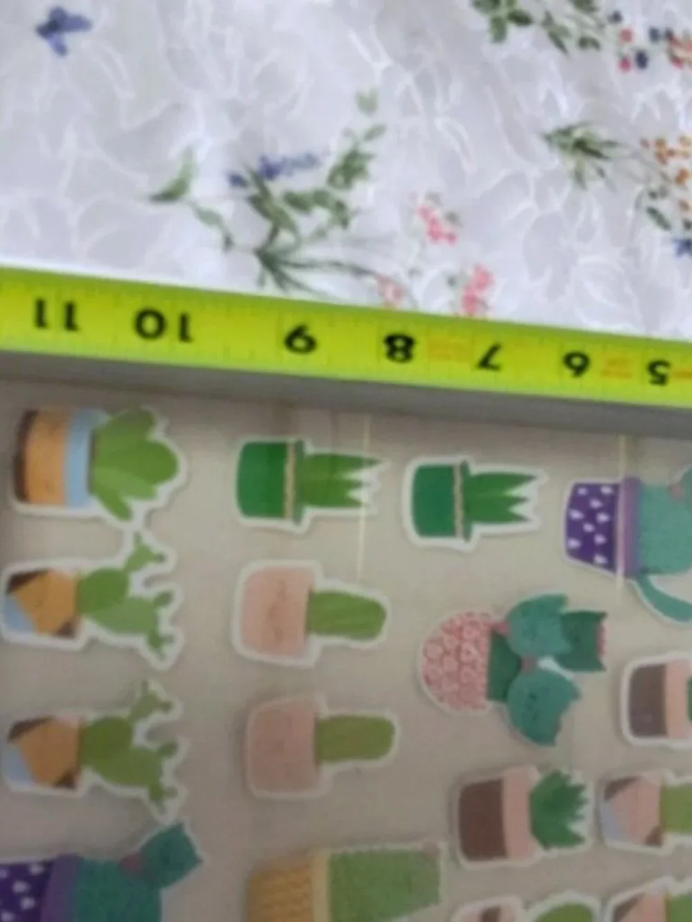 White Wooden Shadow Box Frame With Cats and Succulents Removable Stickers