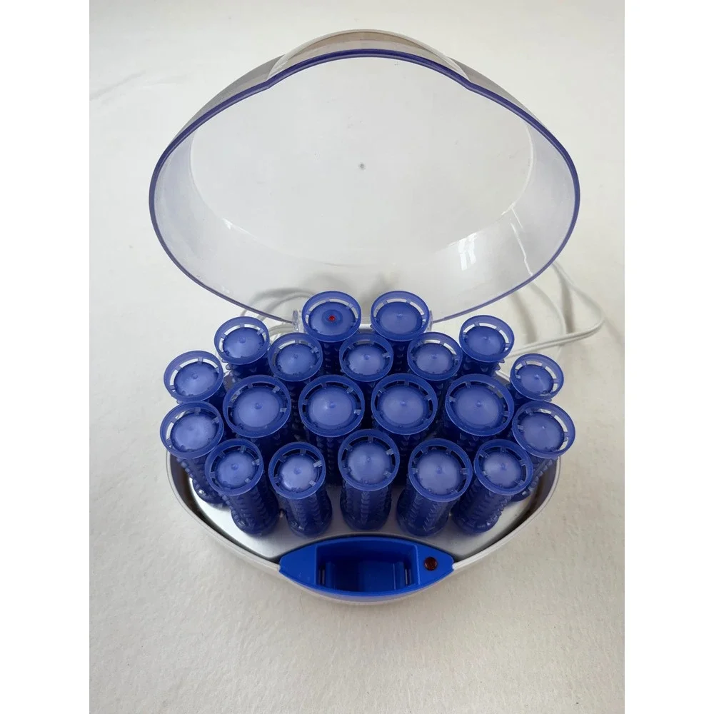 Remington H-1080I Ionic Hair Setter 20 Velvet Rollers Blue White Hot Roller Set