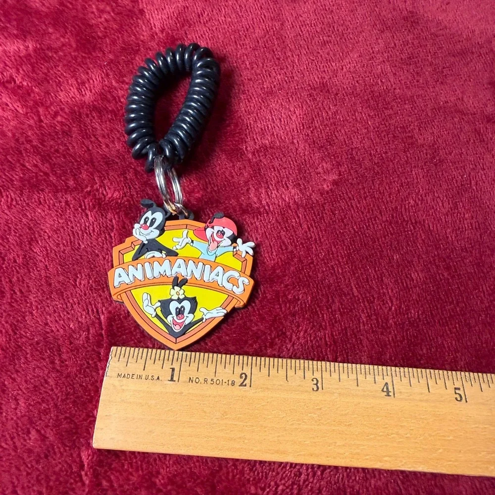 Vintage 1995 Animaniacs Keychain Warner Bros Yakko Wakko Dot Spiral Wrist Coil