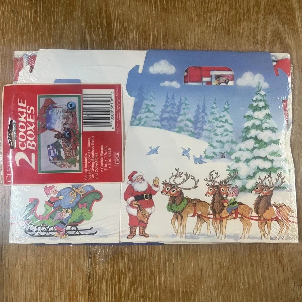 Vintage Cleo 2 Cookie Candy Gift Boxes Christmas Holiday‎ New!