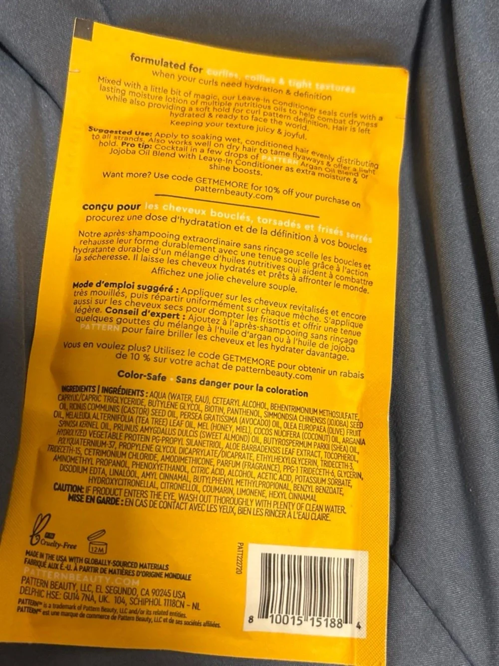 PATTERN Leave-In Conditioner Sachet - Yellow & Black