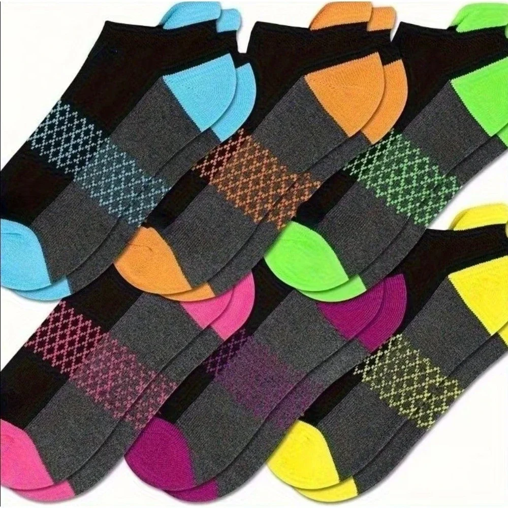Colorful Athletic Women's Socks‎ M/L 6 PACK Tab Low Cut High Quality NEW