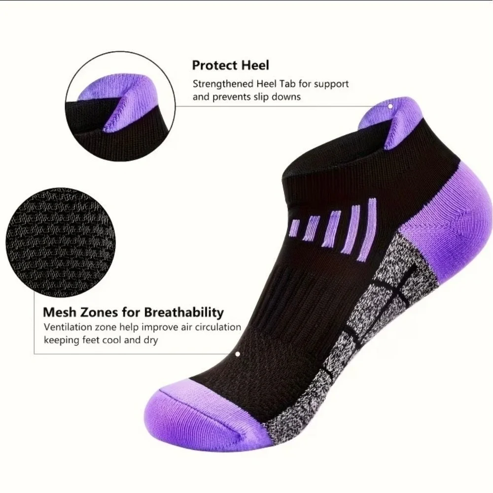Colorful Athletic Women's Socks‎ M/L 6 PACK Tab Low Cut High Quality NEW