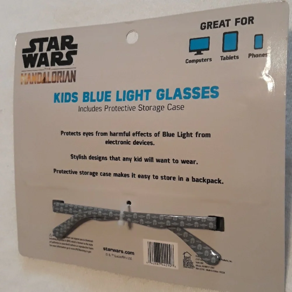 Star Wars Mandalorian Kids Blue Light Glasses with Case Black Grogu Baby Yoda‎