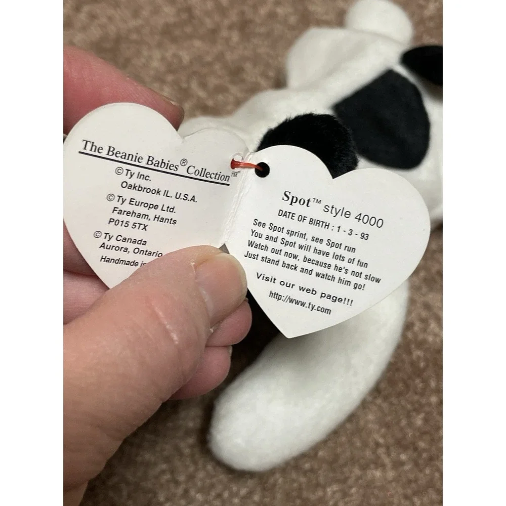 1993 Ty Beanie Baby Spot Dog Original Tag‎ PVC Pellets Tag Errors Retired