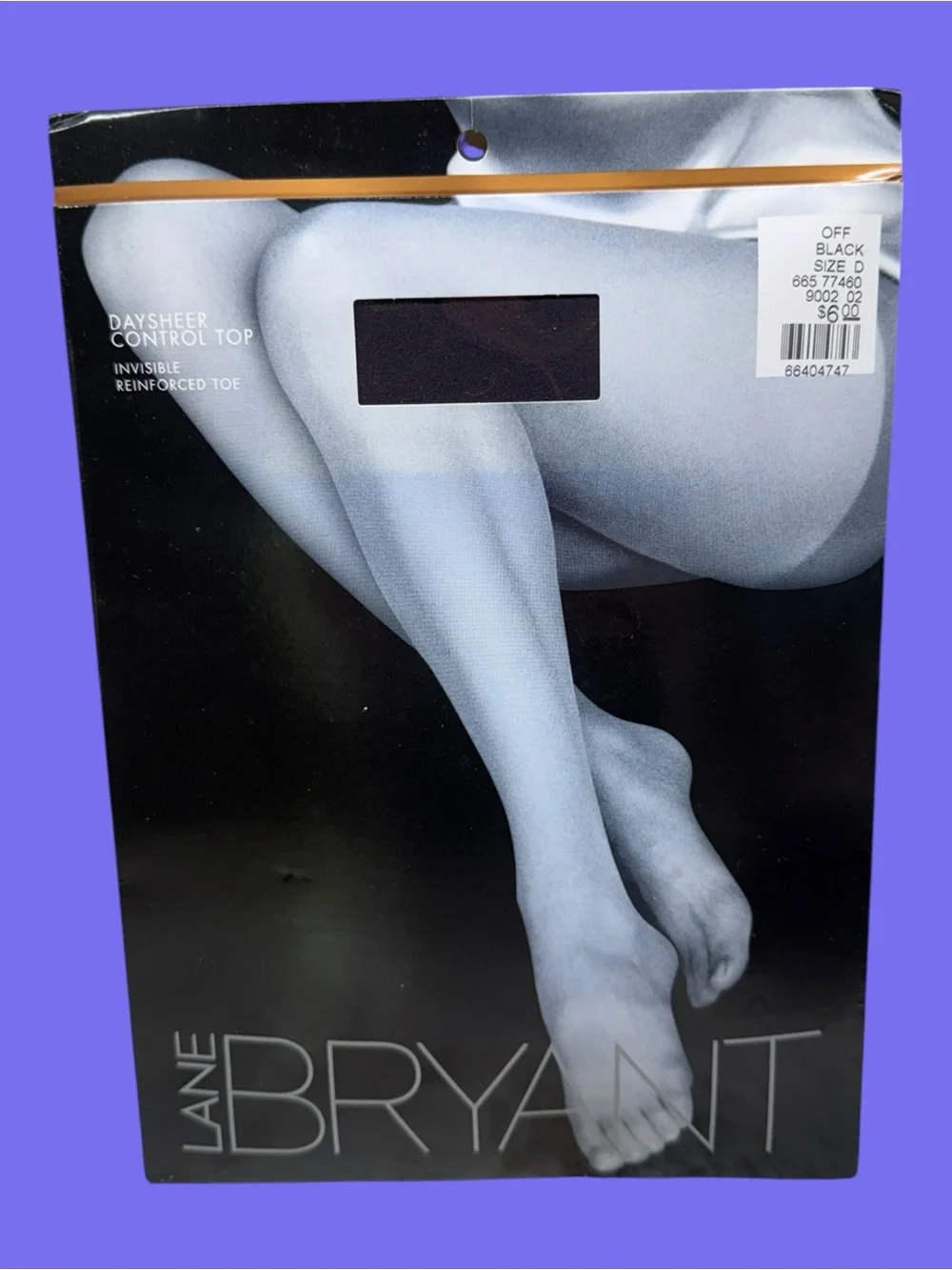 Vintage Lane Bryant Daysheer  Control Top Pantyhose Off Black Size D