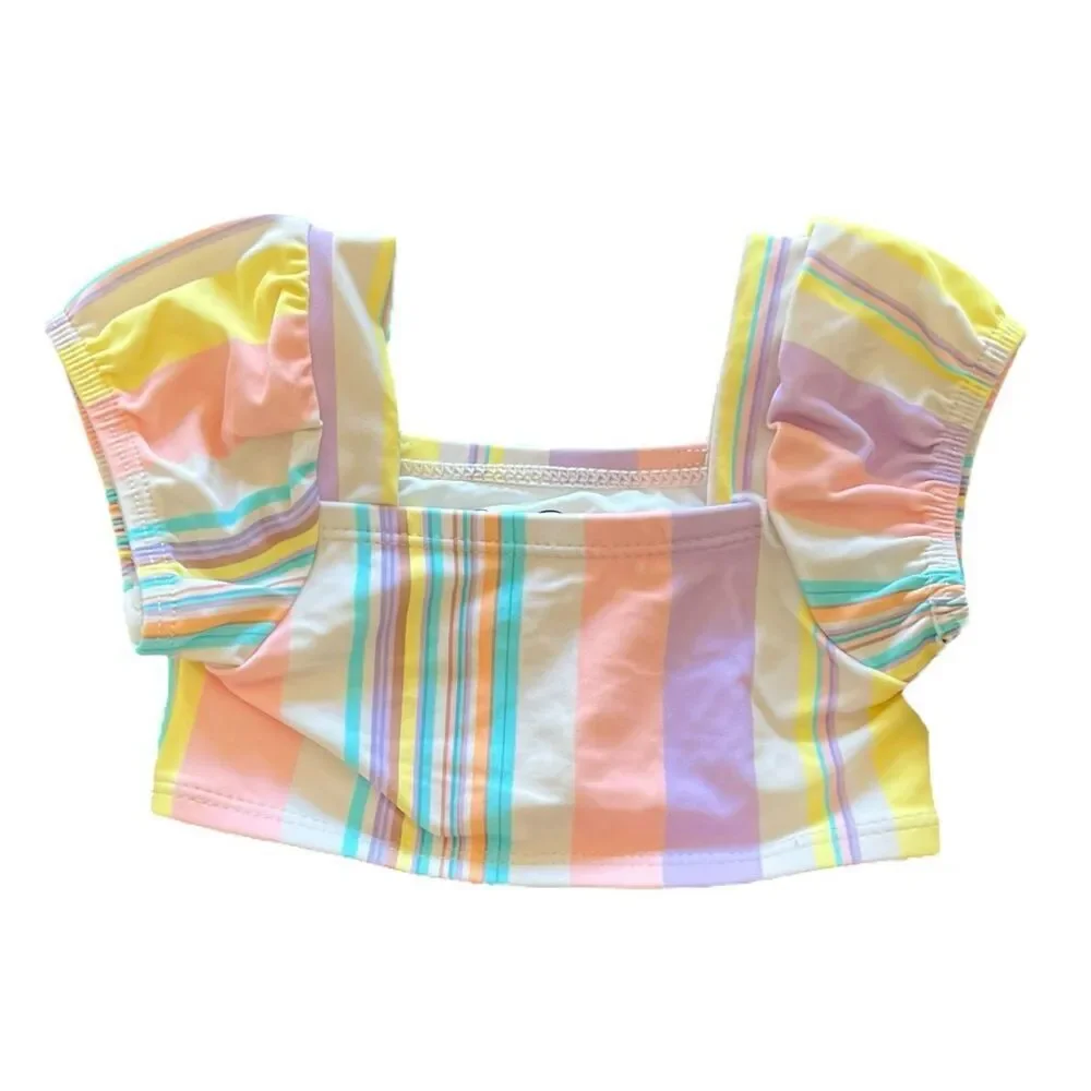 Jessica Simpson Colorful Striped Bikini Swim Top Baby 12 M