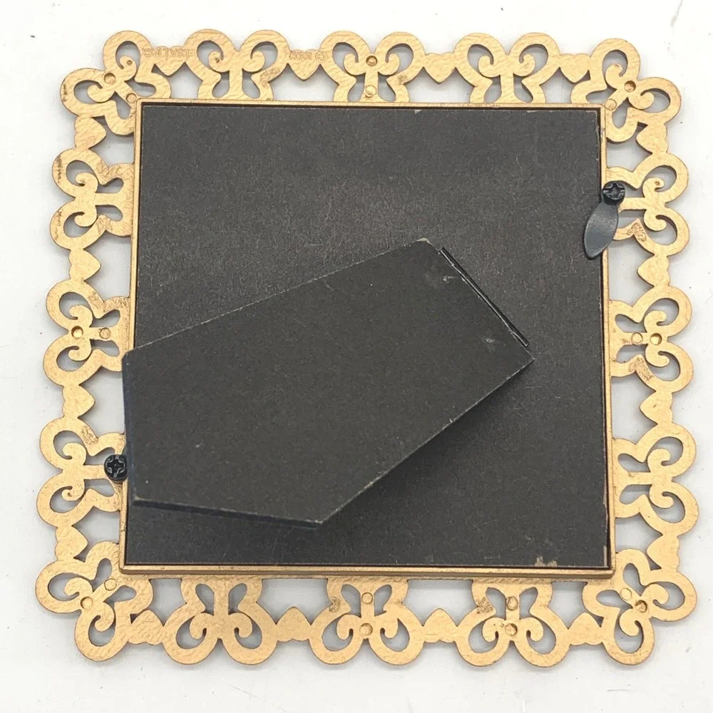 Elsa L.I.C. Picture Frame 4x4 Gold Butterfly Heart Ornate Metal Vintage 1999