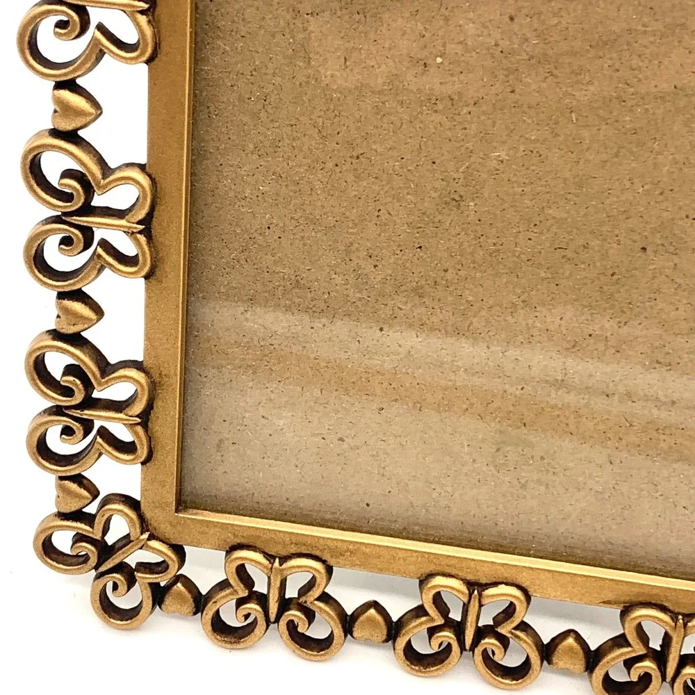 Elsa L.I.C. Picture Frame 4x4 Gold Butterfly Heart Ornate Metal Vintage 1999