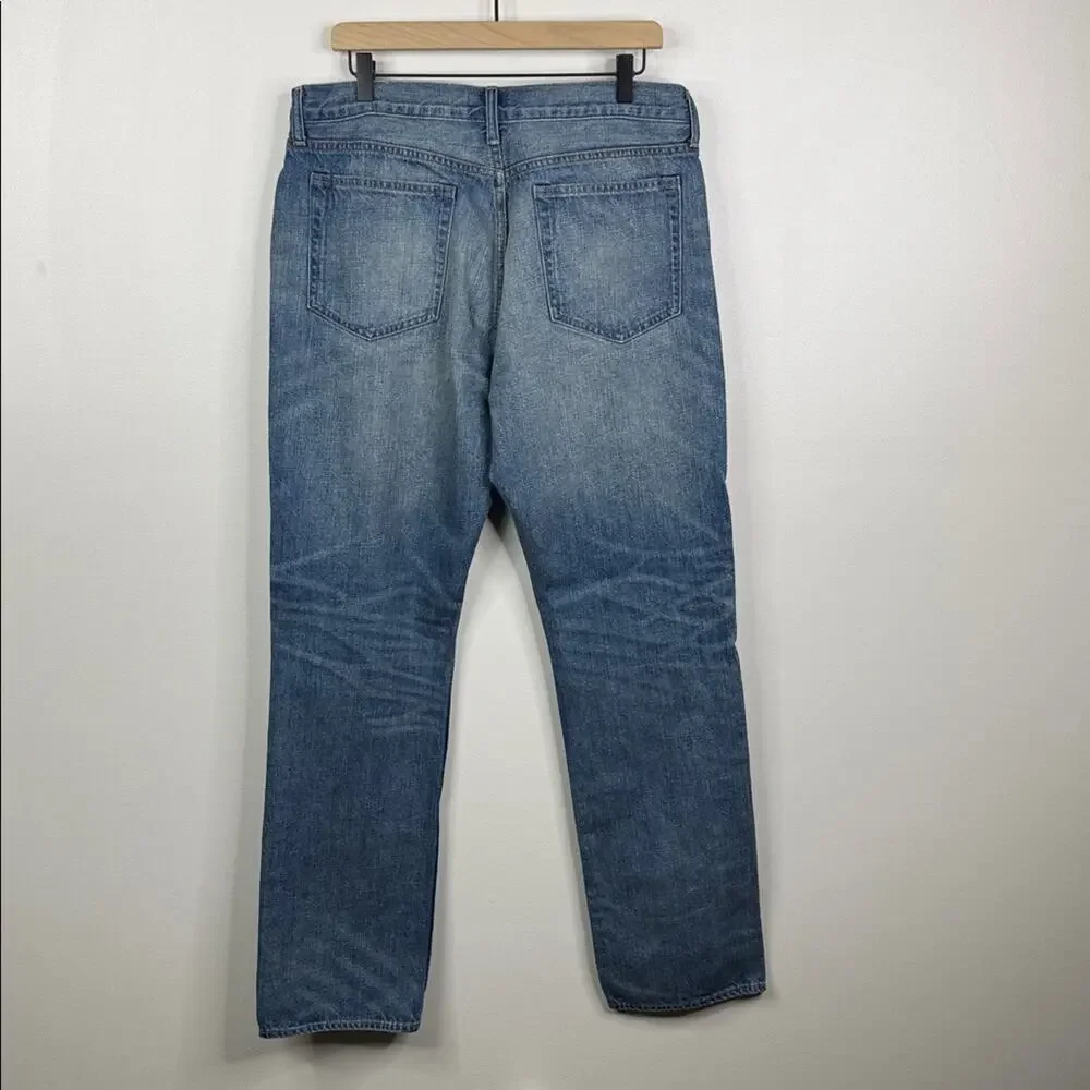 J. Crew Men's Slim Straight Blue Jeans Size 36x34 Medium Wash Denim Cotton