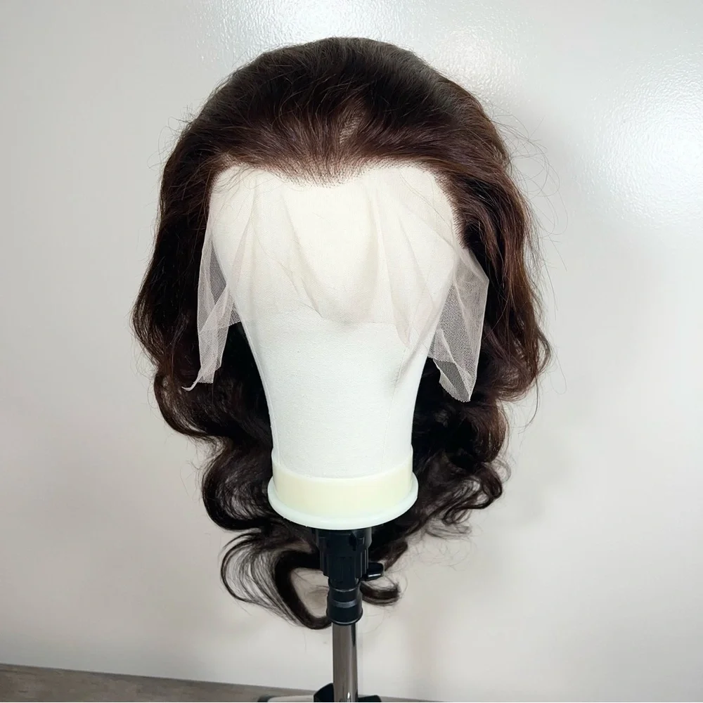 Chocolate Brown Human Hair Body Wave Lace Front 26 Inch Wig