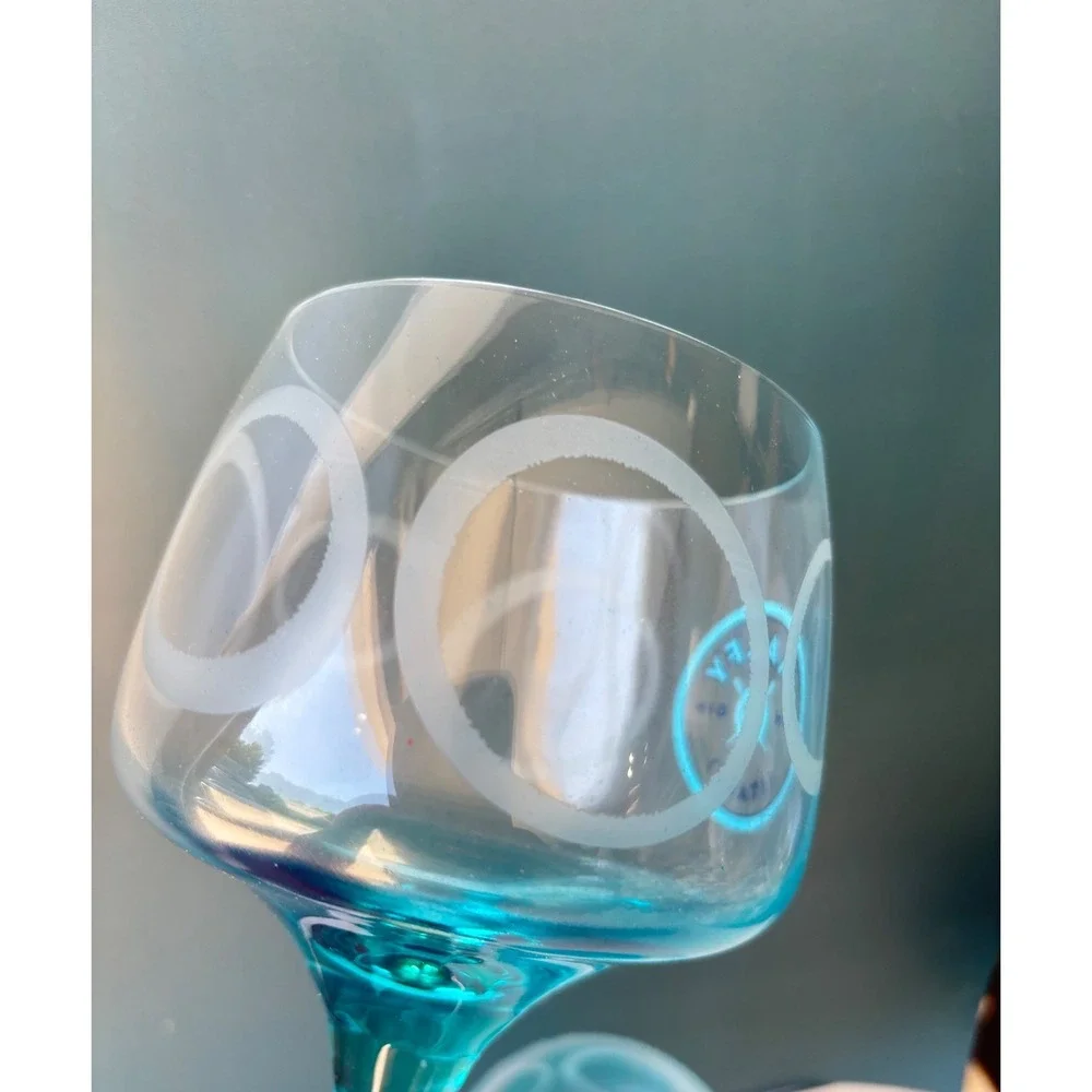 Malfy Gin Italy Copa Glasses Set of 2 Turquoise Blue Balloon Stemware 18 oz