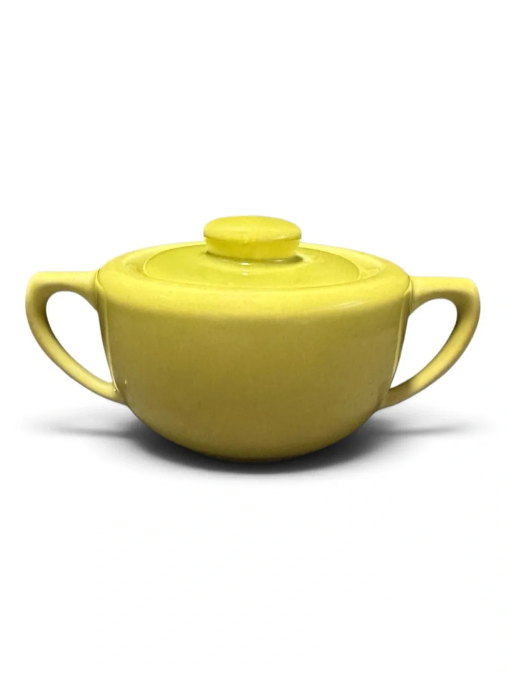 Rare Vintage Bauer Plainware Pottery Sugar Bowl in Chartreuse