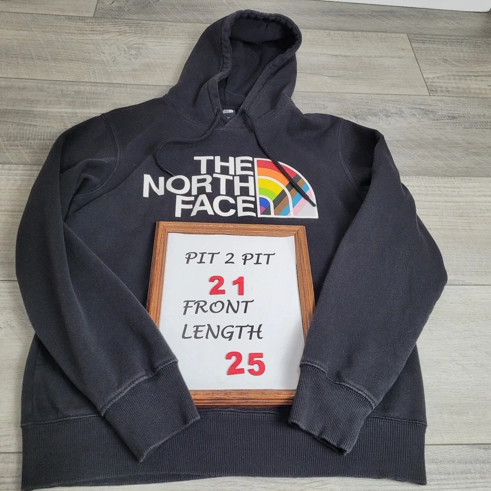 The North Face Hoodie Men's Small Black Rainbow Logo Pullover‎ Pride Edition