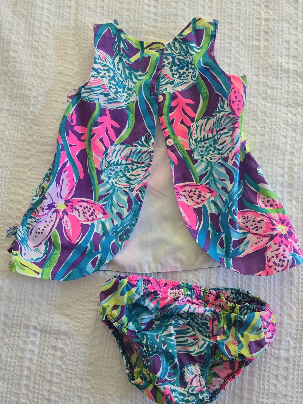 Tropical Floral Tank Top & Bloomers Set - Bright Multi