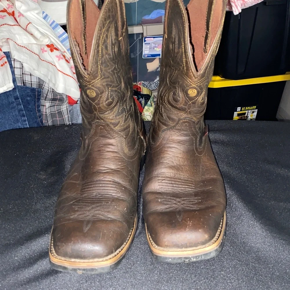 JUSTIN Brown Leather WATERPROOF Cowboy Boots SIZE 10EE GOOD USED‎ CONDITION