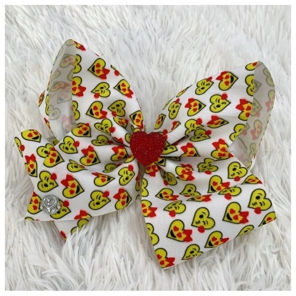 JoJo Siwa Heart Rhinestone Mermaid Cheer Large Bow Clip New Multicolor Ribbon
