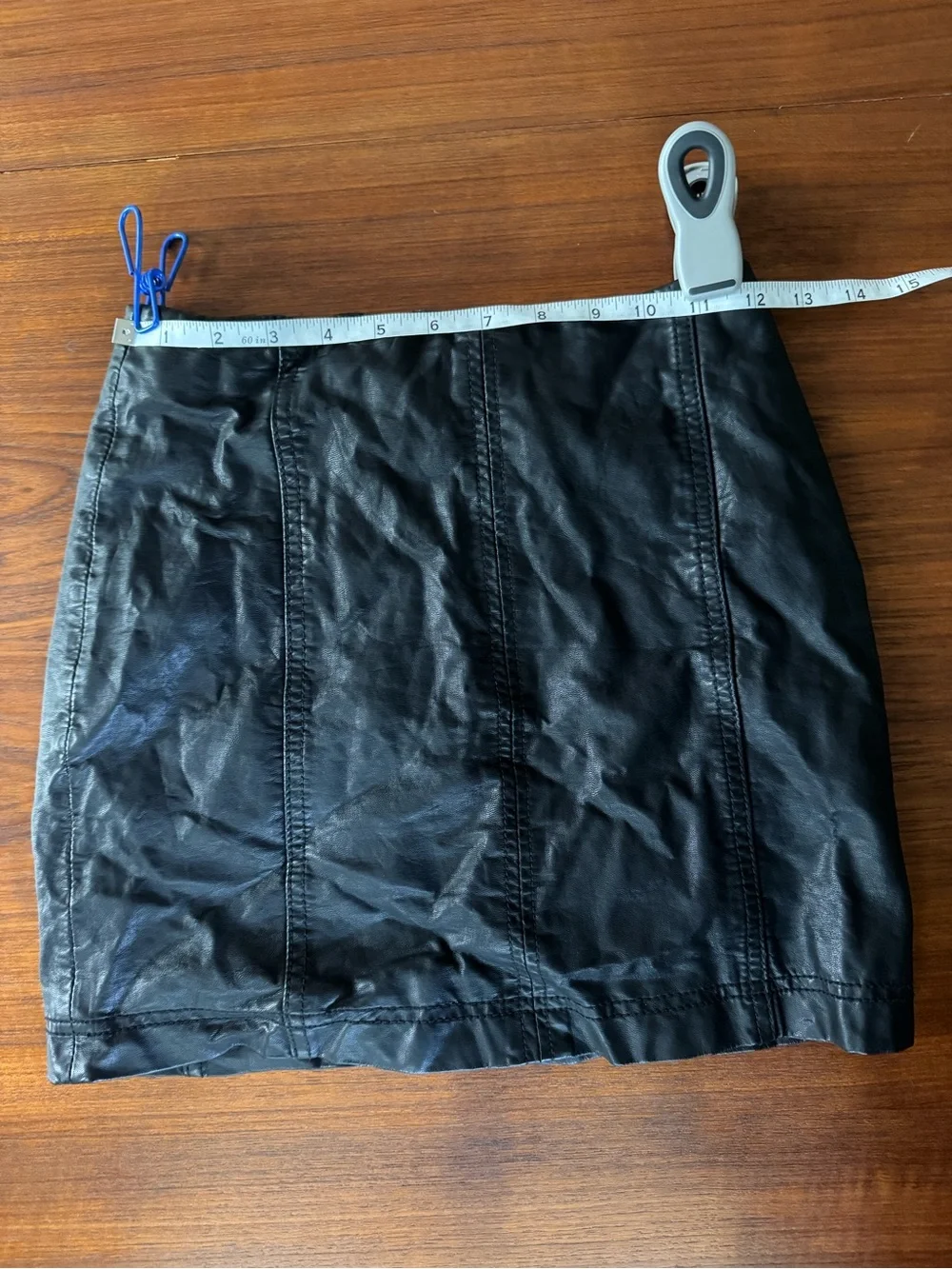 Free People Black Faux Leather Mini Skirt - Sleek Panel Stitch Design