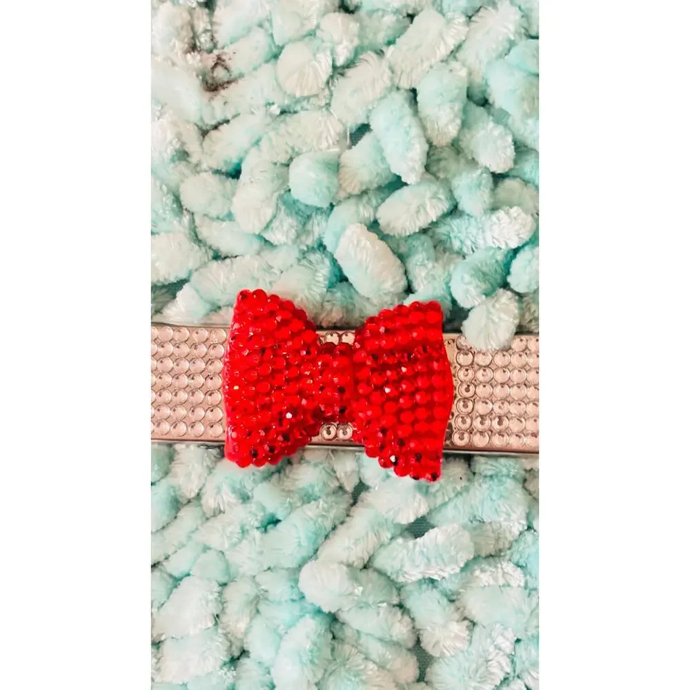 Gorgeous Minnie Mouse style red bow Rhinestones license plates front & back 2pc