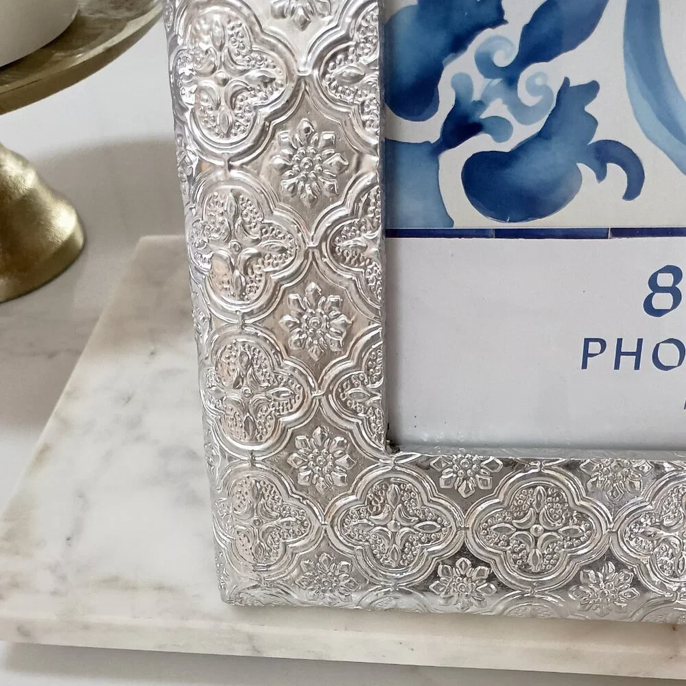 NEW! BOHO SILVER METAL X LARGE PICTURE PHOTO FRAME