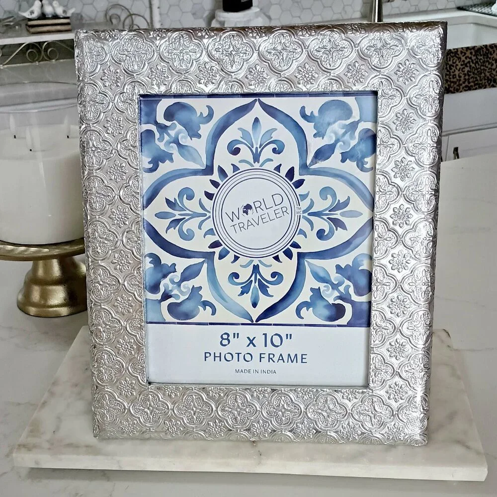 NEW! BOHO SILVER METAL X LARGE PICTURE PHOTO FRAME