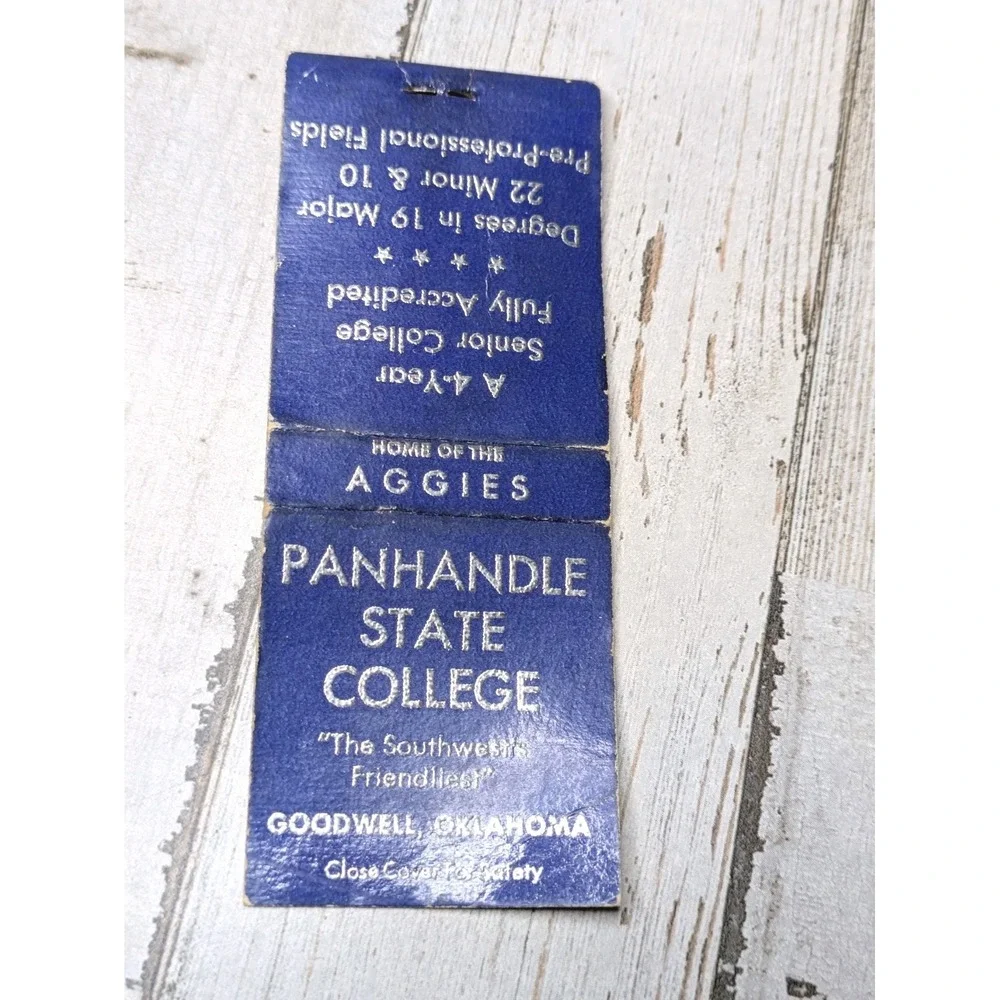 Vintage Matchbook Cover Panhandle State‎ College Aggies Goodwell, Oklahoma Rare
