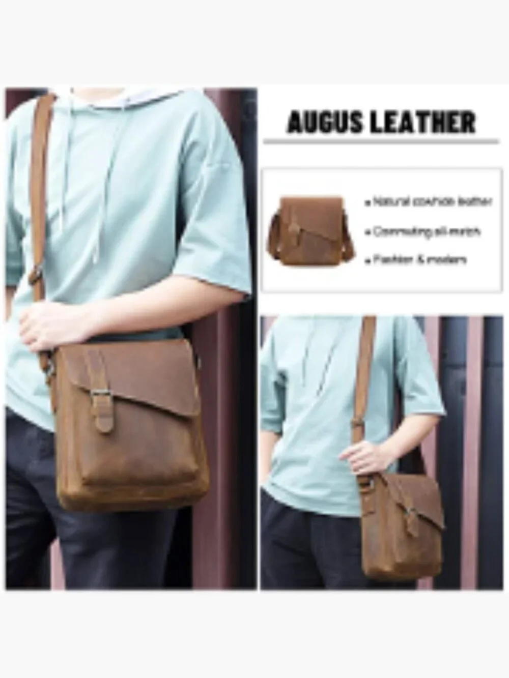 Genuine Leather Messenger Bag Crossbody Backpack Shoulder Bag