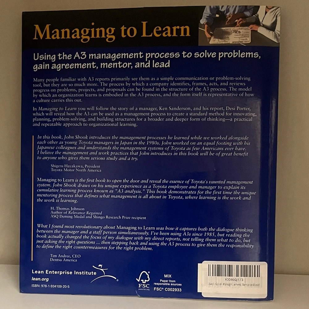 Lean Enterprise Institute managing learn