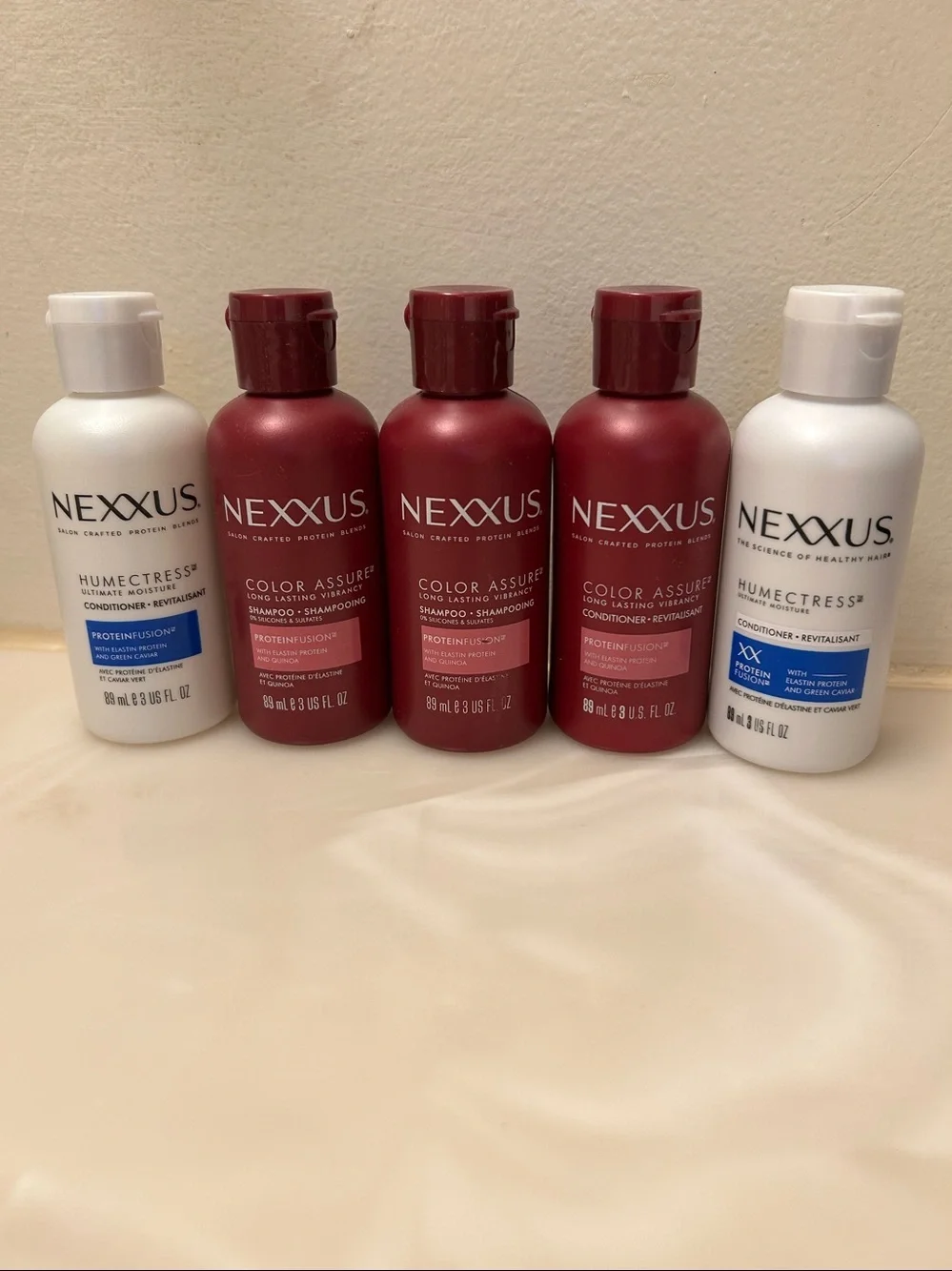 Bundle of 5: Nexxus Color Assure & Humectress Shampoo + Conditioner, 3floz each
