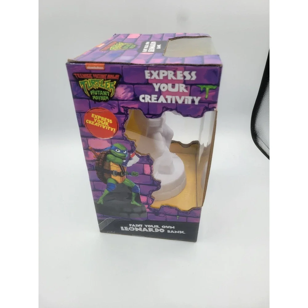TMNT Mutant Mayhem Paint Your Own Leonardo Bank Kit Nickelodeon 22361 New