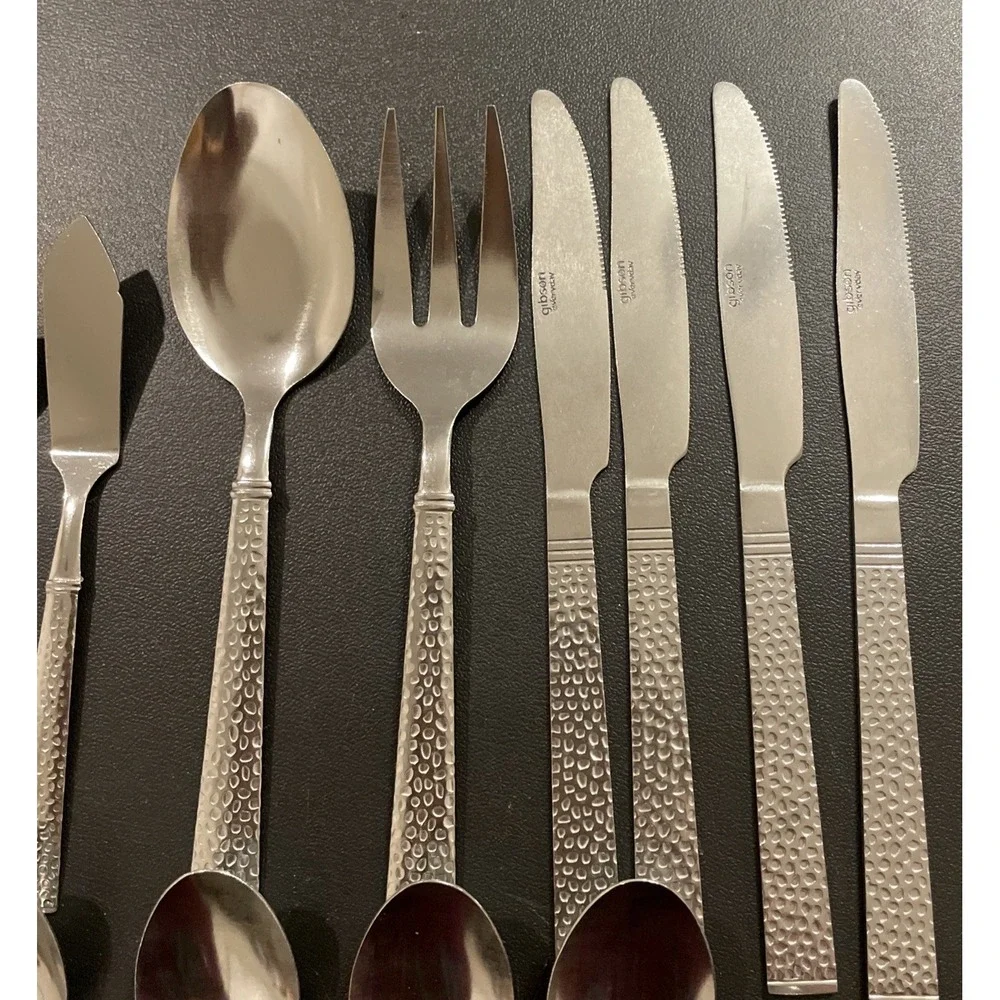 Gibson Everyday Hammered Stainless‎ Mixed Flatware Replacements Set Of 23